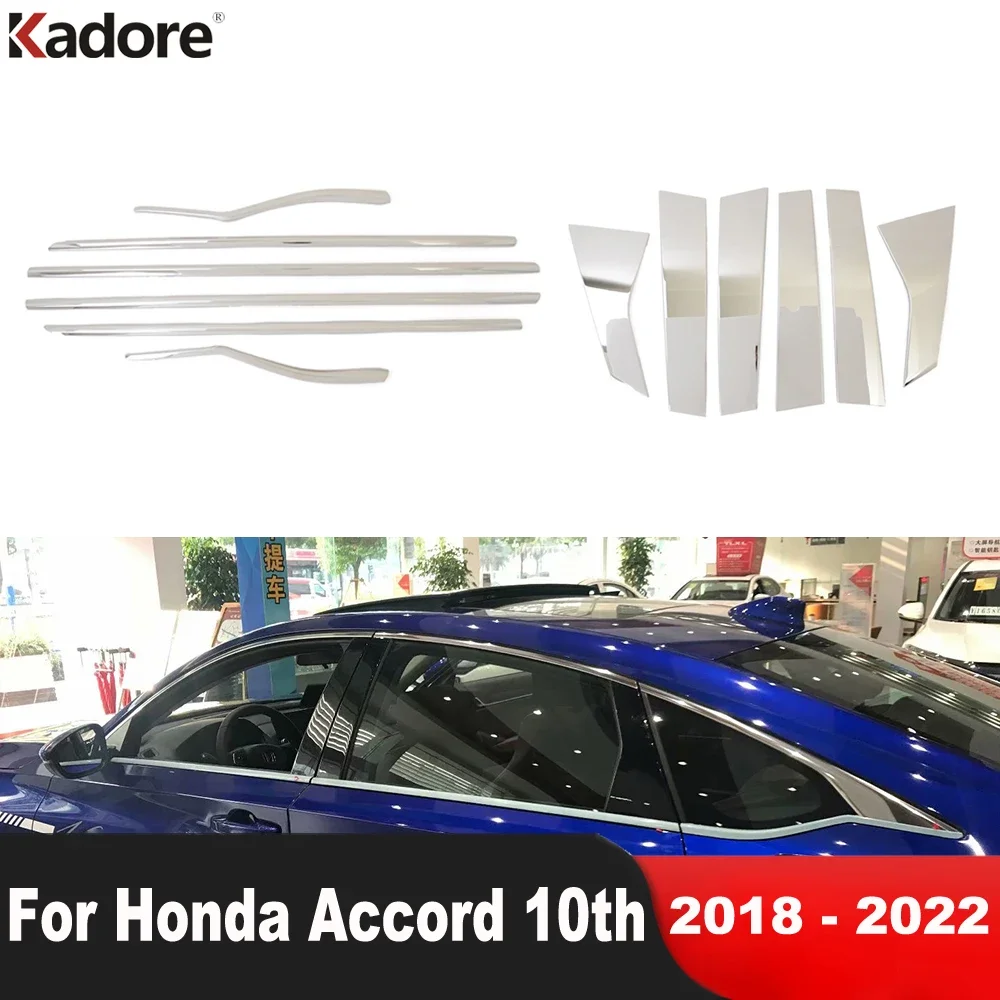 

Нижняя отделка оконного порога для Honda Accord 2018 2019 2020 2021, нержавеющая сталь, автомобильные окна, центральные колонны, крышка, аксессуары для отделки