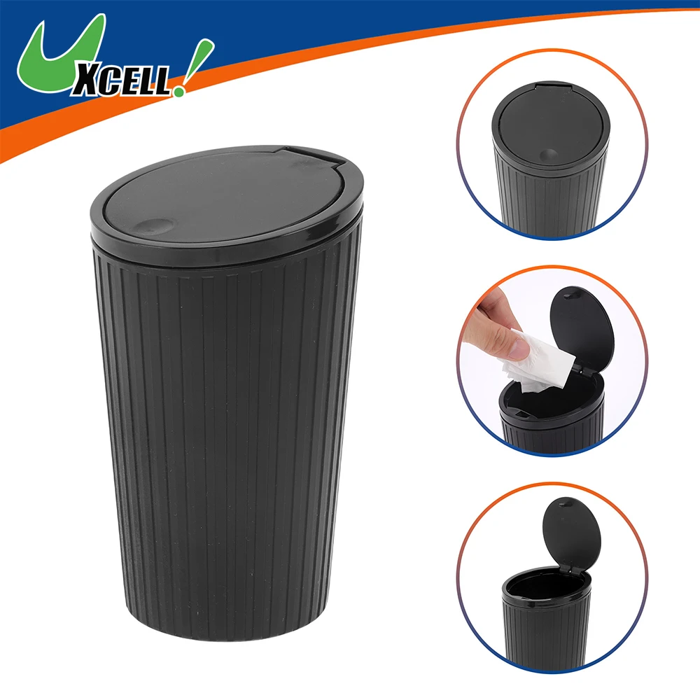 

UXCELL Vehicle Portable Interior Mini Trash Can 8X16cm Car Dustbin Garbage Bin Storage Case Bucket Push Lid Accessories