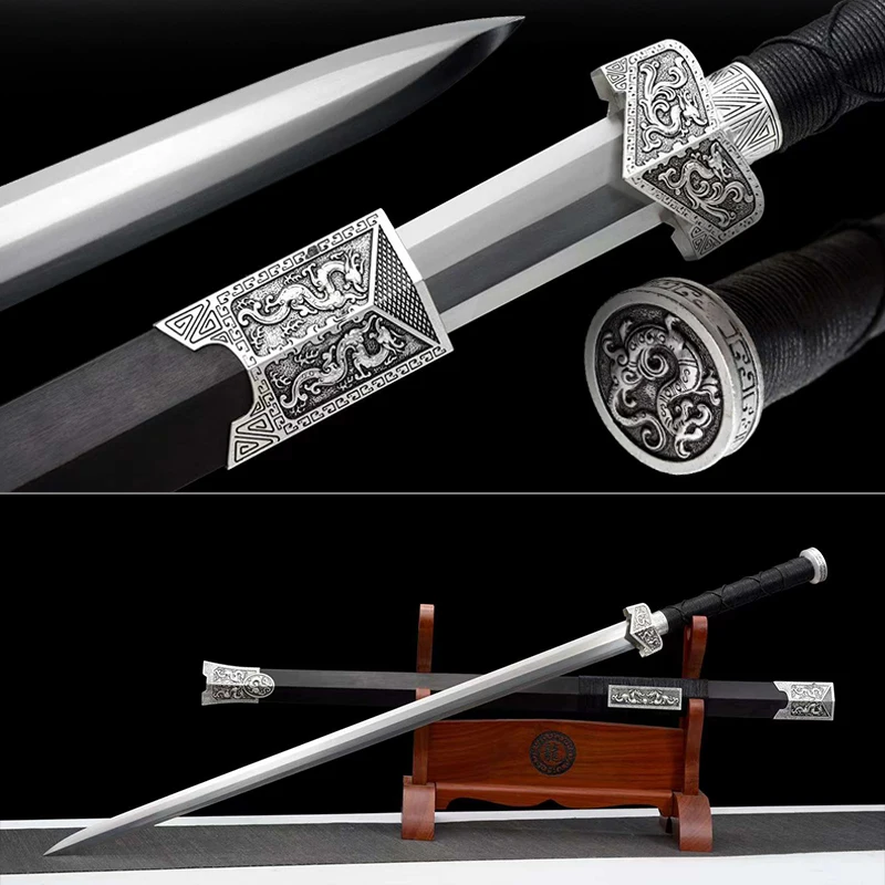 Swords real blade. Manganese Steel, Full Size Chinese Swords 1060, Handmade, Collection, Present, Full Tang, Silver Sword