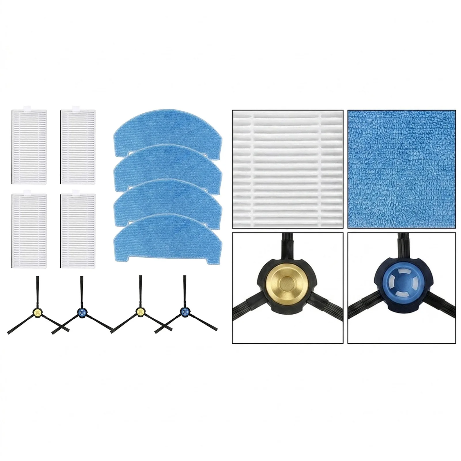 For ILIFE A20T20s Replacement Parts for kit Essential Filters Mop Cloths & Side Brushes for Efficient Robotic Cleaning