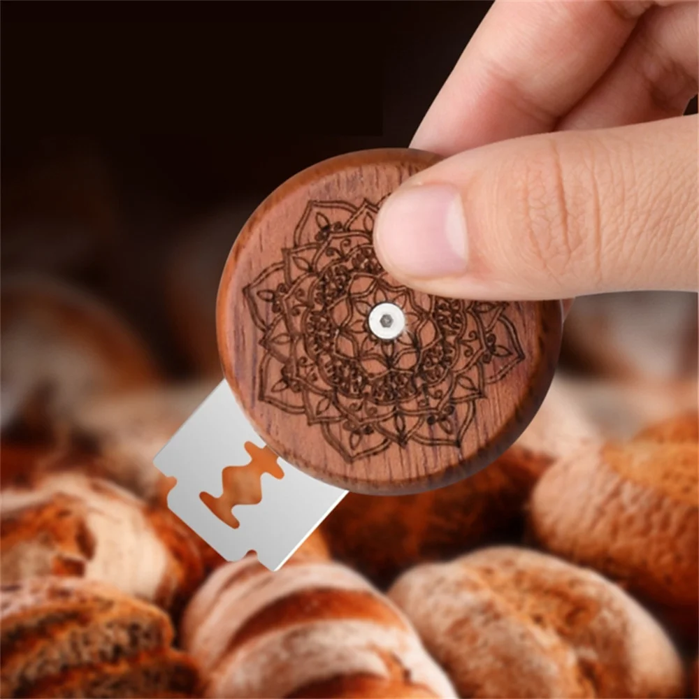 Bread Cutter Circular Stick Soft European Bread Cutter Rosewood Double-Sided Cutting Knife Kitchen Baking Accessories 2023 New