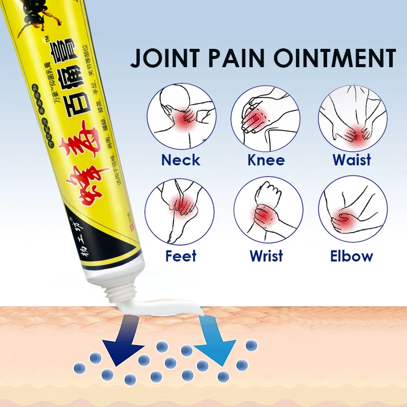 1Pcs Back Pain Ointment Bee Venom Arthritis Pain Shoulder Neck Cream Rheumatic Cervical Medical Cream Relieve Muscle Strain S047