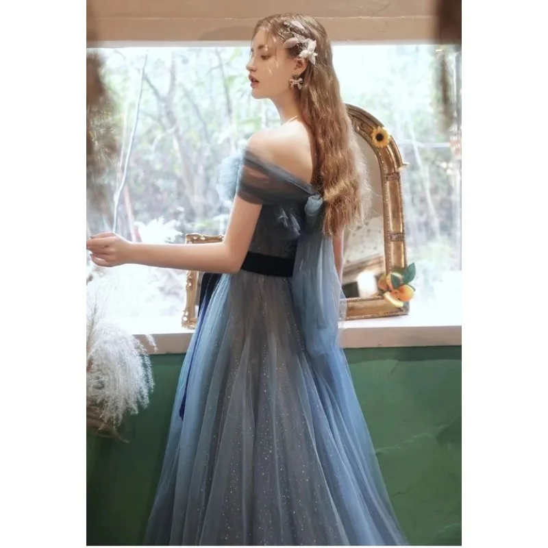 فستان جديد باللون الأزرق الرمادي طويل العرق للسيدات والفتيات والأميرة لوصيفة العروس والحفلات الراقصة #5
