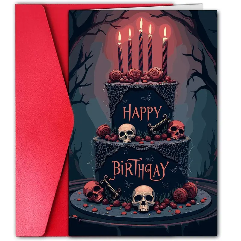 بطاقة عيد ميلاد قوطية، بطاقة عيد ميلاد جمجمة رعب، بطاقة عيد ميلاد الهالوين، بطاقة هدايا عيد الميلاد، بطاقة عيد ميلاد للعائلة أو الأصدقاء