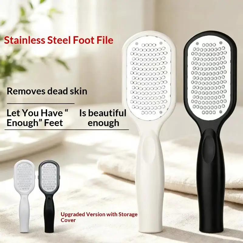 1Pcs Stainless Steel Foot File Callus Remover With Splash Guard Dead Skin Scraper For Cracked Heels Pedicure Tools Foot Care Ki