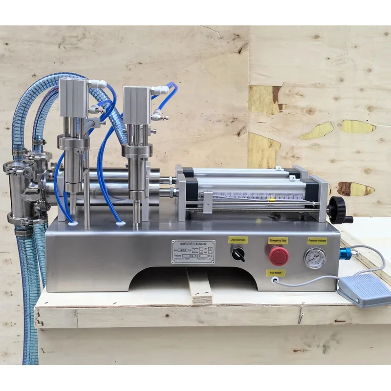 100–1000 ml automatische 2-Kopf-Kolbenpumpe, Flüssigkeitsfüllmaschine für Saft, Reinigungsmittel, Getränke, Kosmetik, Glasverpackung für Öle