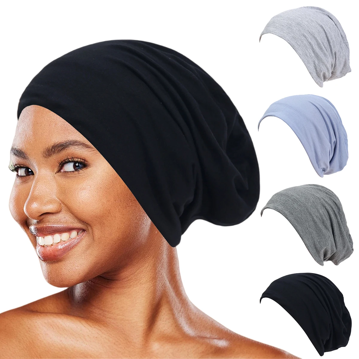 2026 New Hair Bonnet Hat For Women Men Soft Elastic Night Sleeping Cap Skullies Beanie Hat Curly Hair Headwrap
