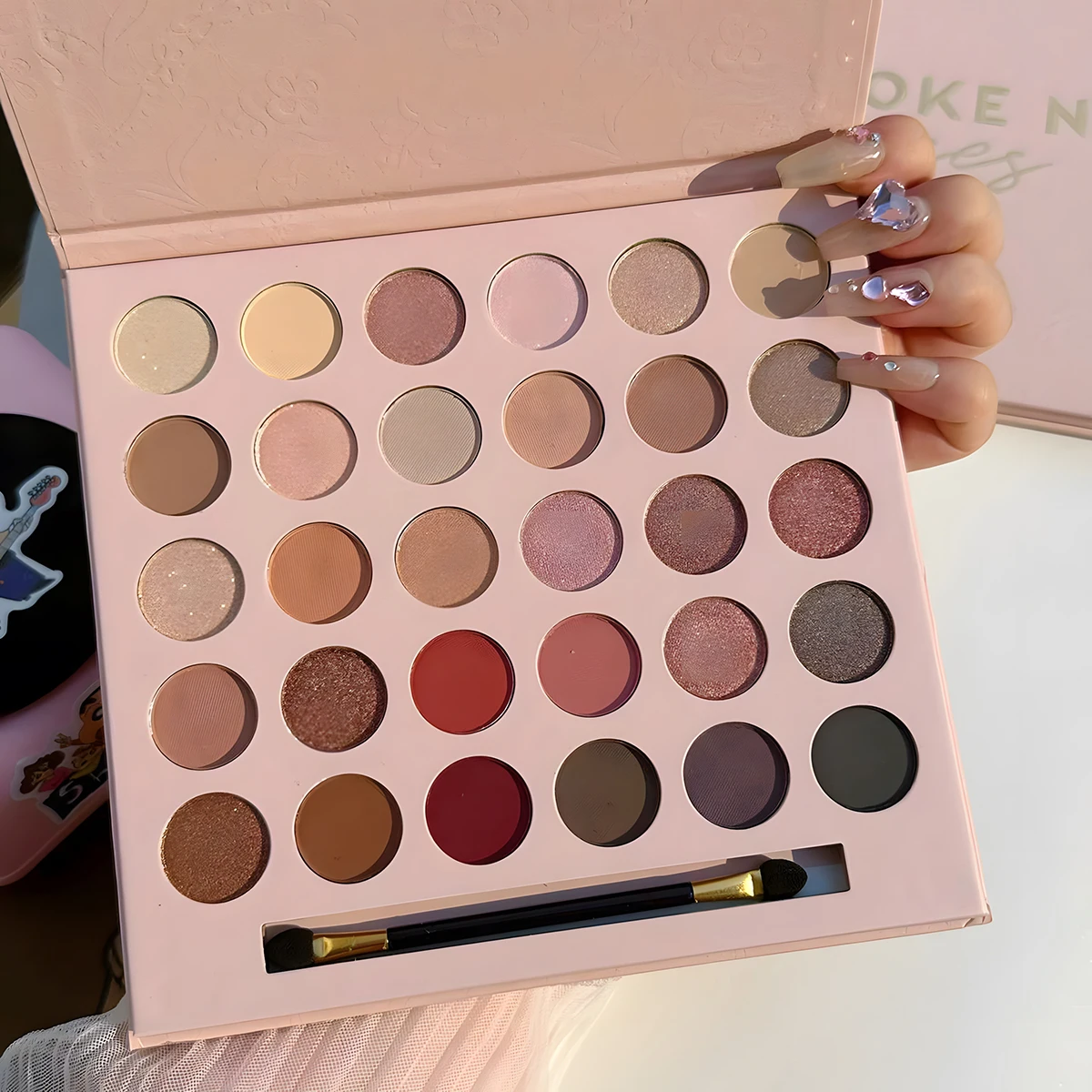 30 Colors Eyeshadow Palette With Matte Shimmer Glitter Finish Multicolor Highly Pigmented Long Lasting Waterproof Eyeshadow Kit