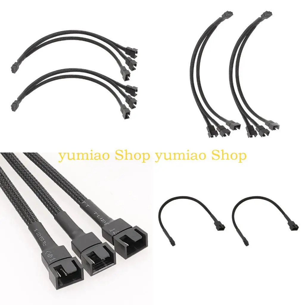 

587B 2Pieces 3/2/1 Way 4Pin PWM Fan Splitter Converters Cable for Quiet Operation