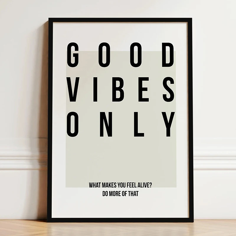 Black & White Inspirational Quote Poster Good Vibes Only Prints Wall Art Canvas Painting Picture for Office Home Decoration