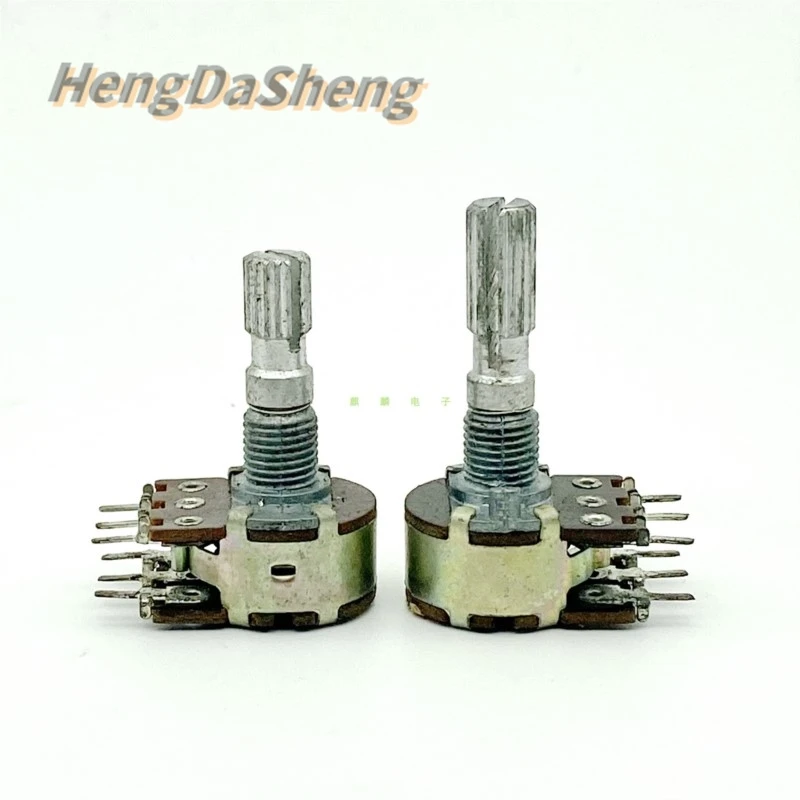 5Pcs/Lot 16 Type A5K 6-pin Dual Potentiometer Computer Speaker Power Amplifier Sound Volume Potentiometer 20mm 25mm Axis