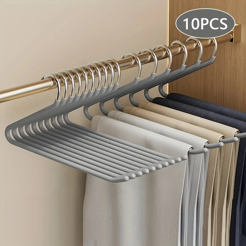 

10PCS Goose Type Dip Plastic Pants Rack Wardrobe Dormitory Telescopic Z Type WOMEN'S Clothes Rack Multi Layer Storage Pants Rack