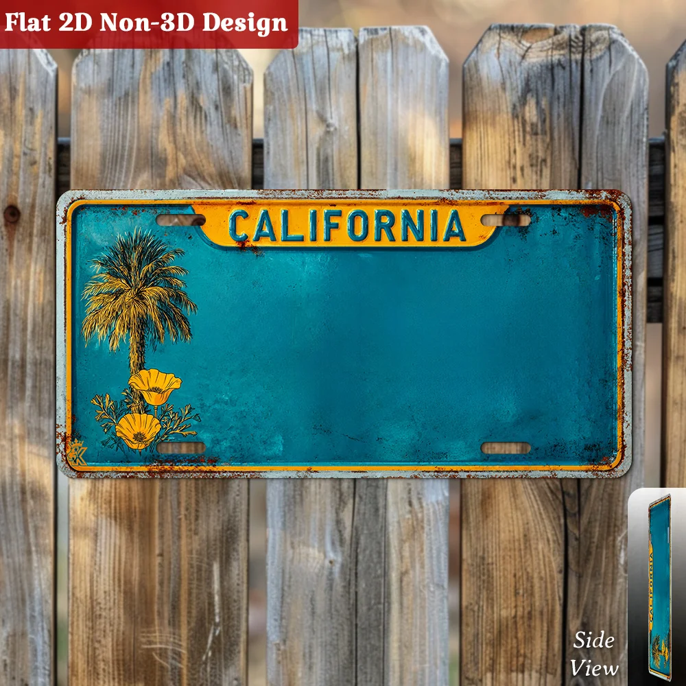 Customizable, Golden Coast  California Palm Tree Scene Decorative License Plate, Only for Decoration, Retro Coastal Accent for W view 4