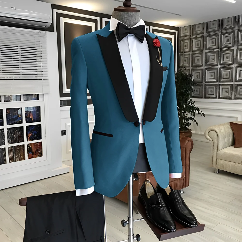 Classic Men\'s Wedding Tuxedo 2 Piece Set Black Jacket Pants Tie Elegant Men\'s Suit Customized XS-5XL