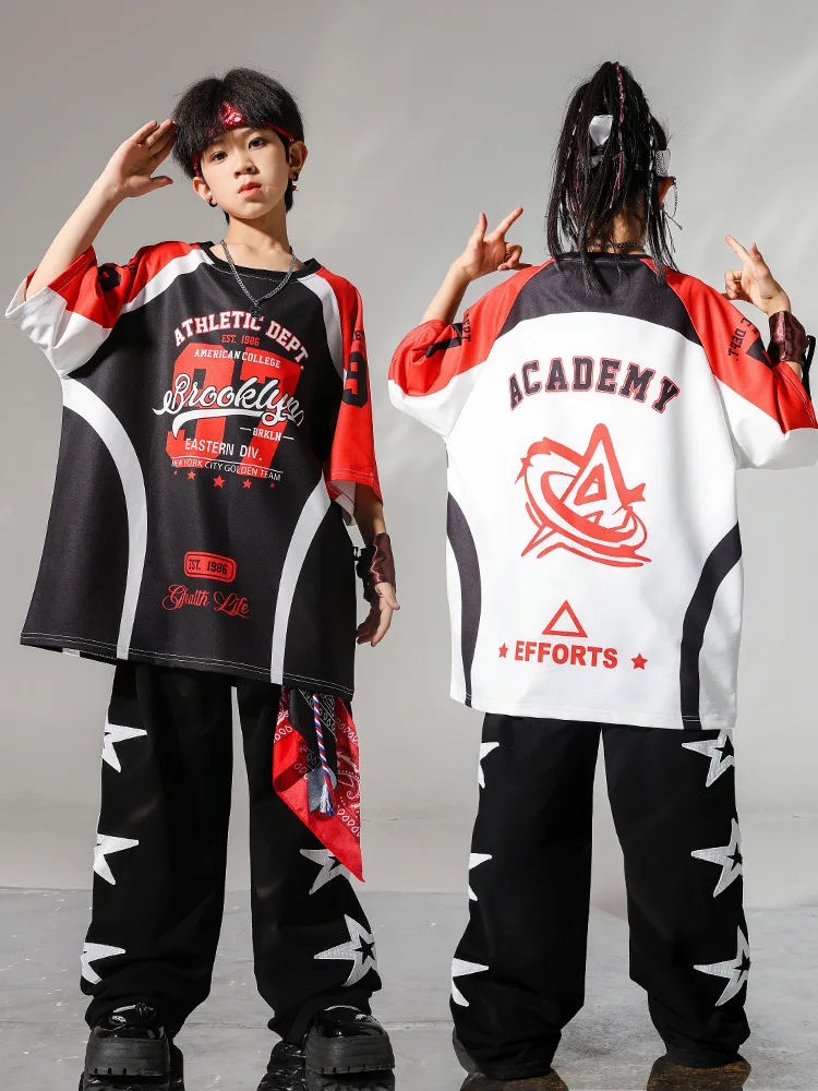 

2025 New Girls Group Jazz Dance Performance Stage Costumes For Boys Loose T-Shirt Hiphop Pants Outfits Hip Hop Clothes DQS18526