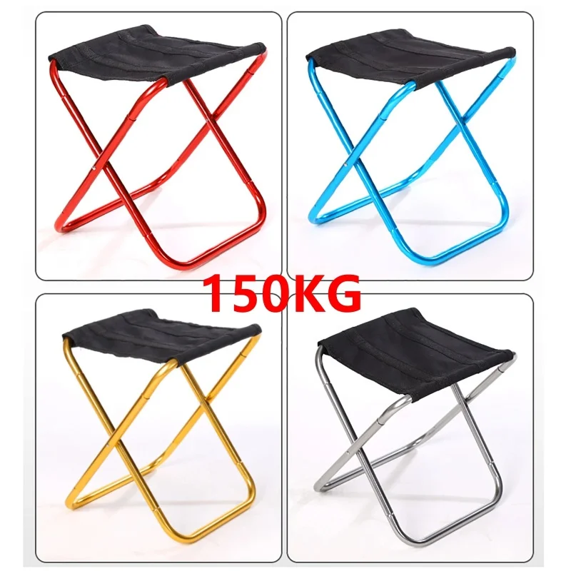 150KG Thickened Outdoor Camping Small Chair Portable Folding Aluminum Alloy Stool Bench Stool Mare Ultralight Picnic Fishing New