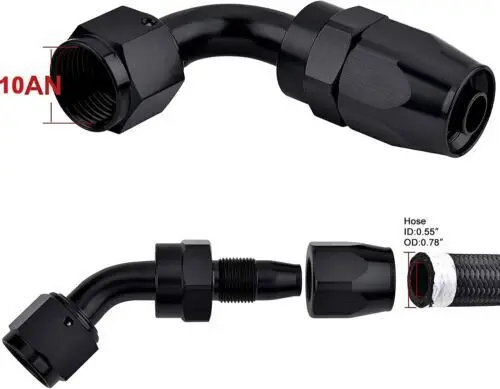 10PCS 10AN/6AN CPE Swivel Fuel Oil Gas Hose End Fitting Adapter Kit 0 45 90 180 Black/Red-Blue