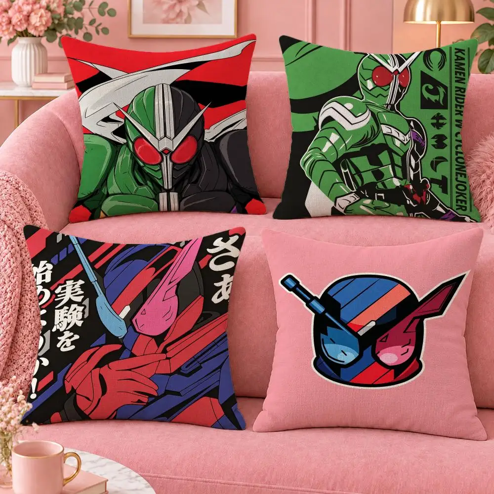 Series Japanese Hero Kamen Rider Cushion Cover Cute Cartoon Throw Pillow Cover Soft Plush Cushion Cover Sofa Bedroom Home Decor