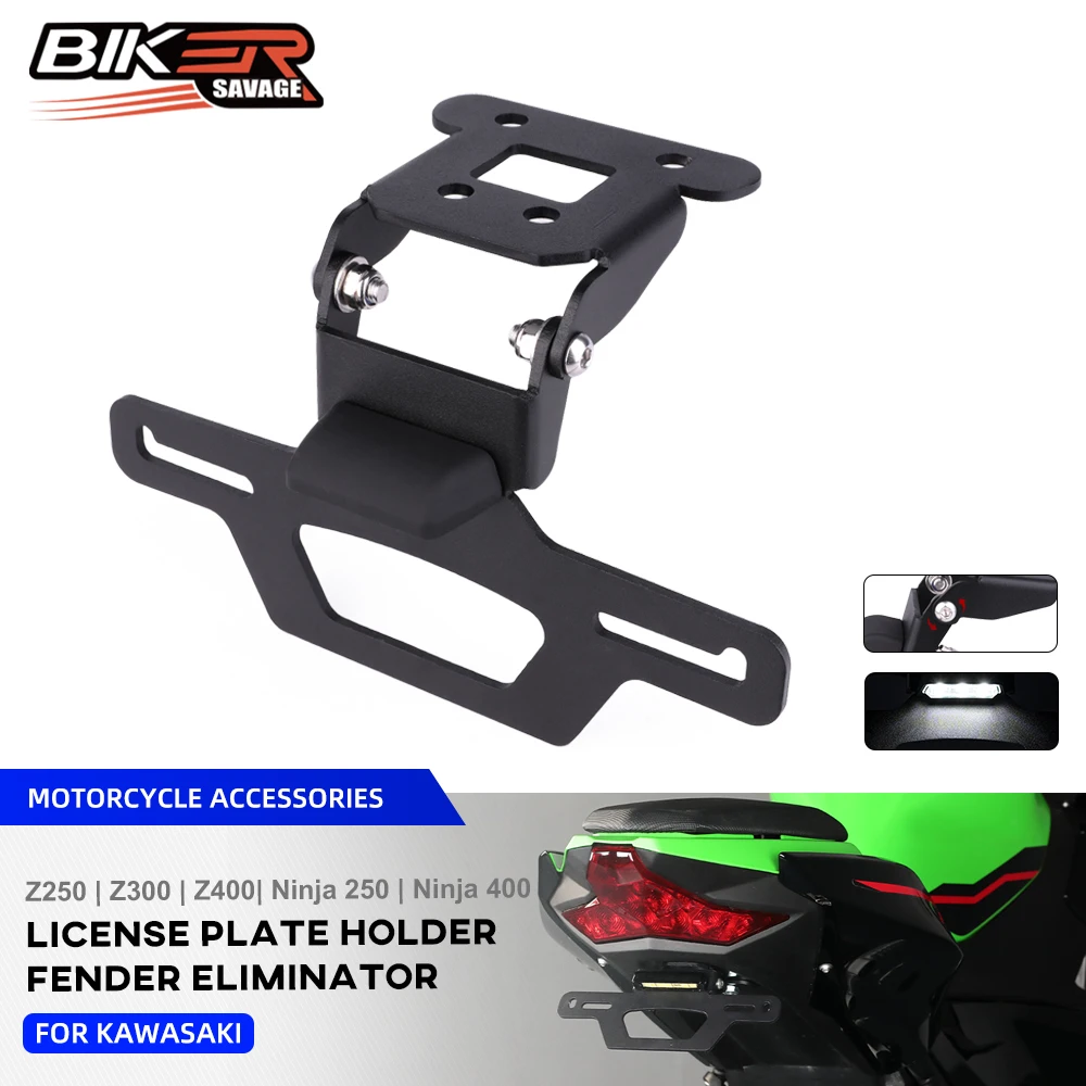 

For Kawasaki Z400 Ninja400 2024 License Plate Holder Motorcycle Rear Tail Tidy Fender Eliminator LED Plate Light Ninja Z 300 250