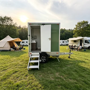 Durable Green Single Axle Portable Mobile Toilet Trailer Compact Restroom Unit For Farm Site Temporary Outdoor Sanitary Service