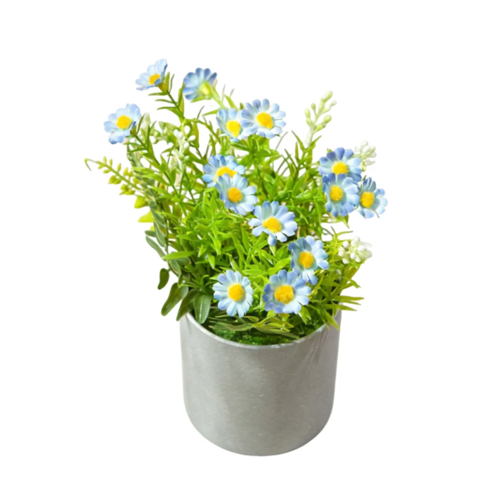 

Realistic Artificial Daisy Potted Lifelike Real Touch Faux Flower Potted Non-fading No Watering Fake Chrysanthemum