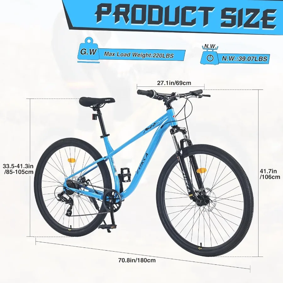 27.5 29 بوصة دراجة هوائية جبلية سرعة واحدة 8 سرعات إطار فولاذي MTB الجبهة شوكة تعليق مكبح قرصي دراجة للنساء الرجال الكبار م #5