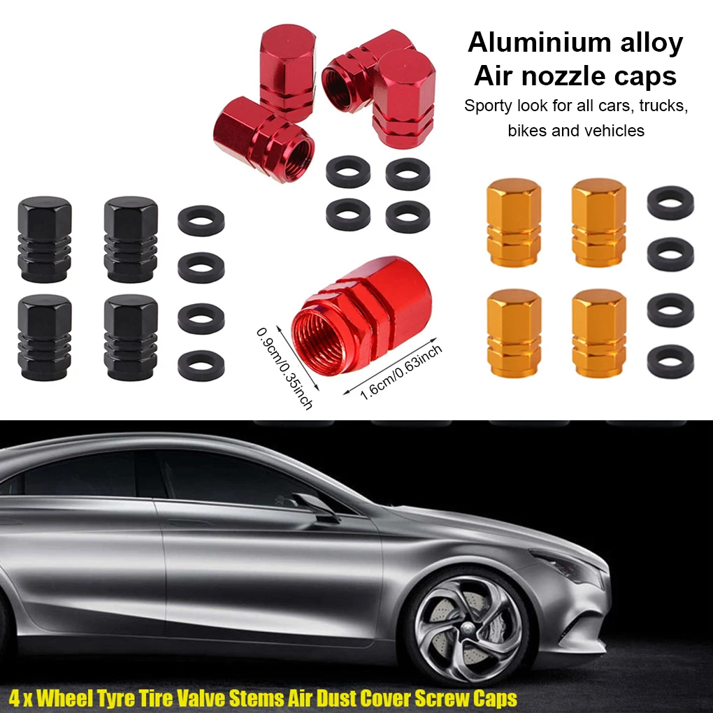 4 Pieces Tire Air Valve Stems Tyre Dust Cap Accessories with Cushion