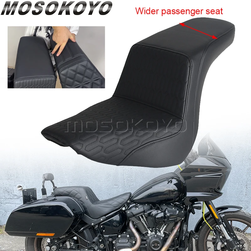 Motorcycle Two Step-Up Seat Gel Cushion For Harley FLSB FXLR FXLRS FXLRST Softail Low Rider S ST Sport Glide Leather Rider Seats 