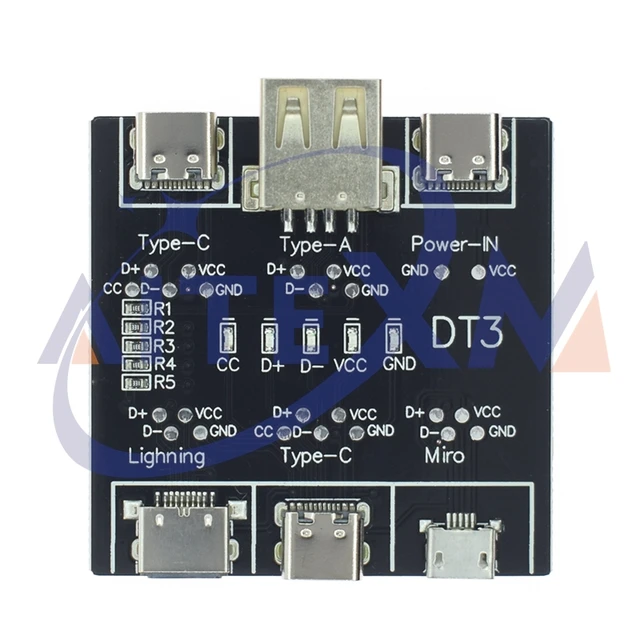 DT3 Płytka wykrywania kabla danych Tester kabli Micro USB C typu C Narzędzie diagnostyczne krótkiego obwodu włączania i wyłączania dla iOS Android