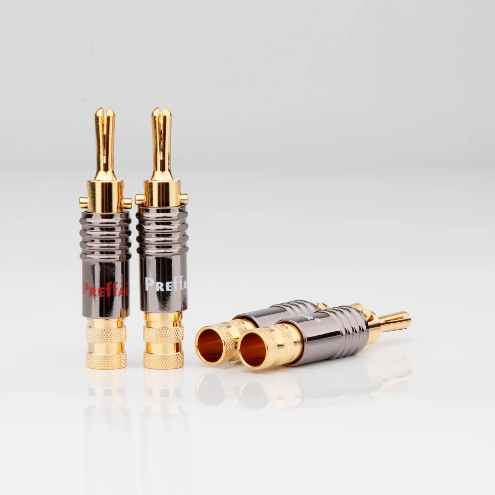 Preffair BA1483 4PCS 8PCS Screw Gold Plated Banana Speaker Plug Connectors for Speaker Wire, Wall Plate, Home Theater, Audio