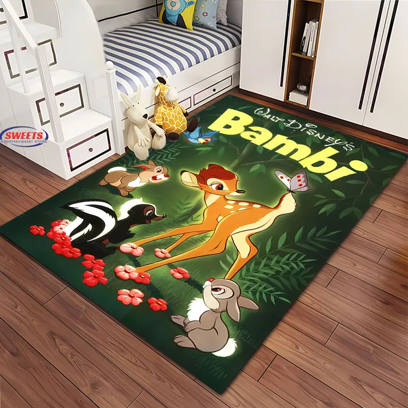 3D HD Printing Disney Bambi Cartoon Carpet for Living Room Bedroom Kids Room Mat Sofa Doormat Floor Rug Anti-slip Decor Mat Gift