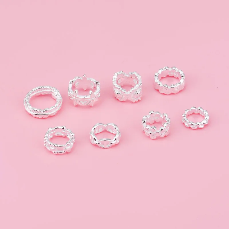5PCS S999 silver jewelry leaf bead Sunflower bead simple and versatile woven jewelry DIY accessories material