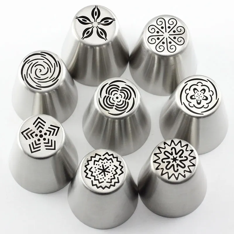 5/8/13Pcs Russian Cupcake Stainless Steel Tulip Rose Flower Icing Piping Pastry Tips Cake Decorating Tools Nozzles Coupler Cream