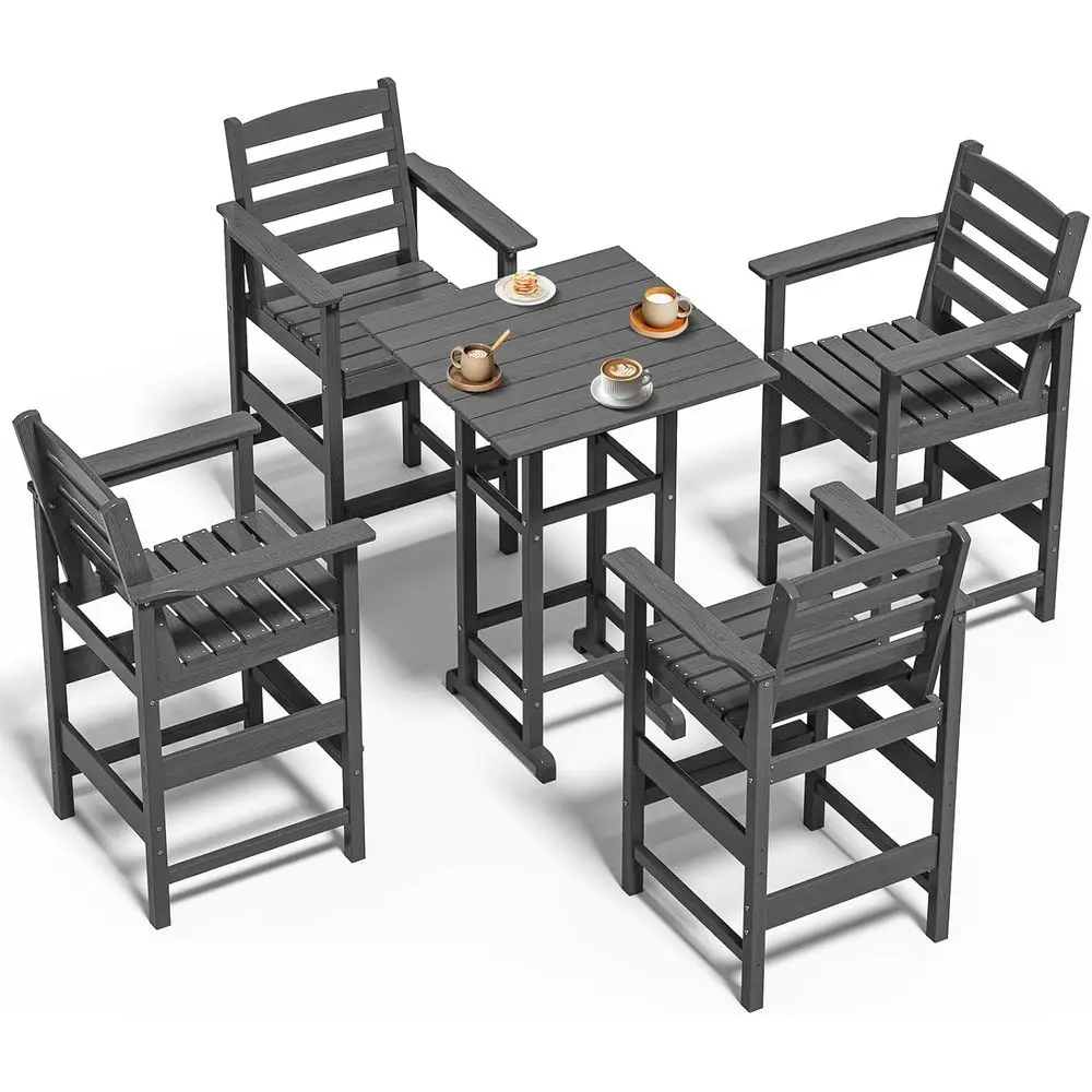 

5-Piece Weather-Resistant Patio Bar Set with High Chair, Ideal for Outdoor Spaces