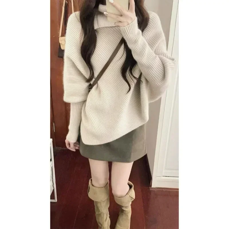 

Fashion Outfits Full Set Deep Winter Coat Autumn/Winter Women's Casual Sweater Dress 2-Piece Set Salt-Colored Lightweight