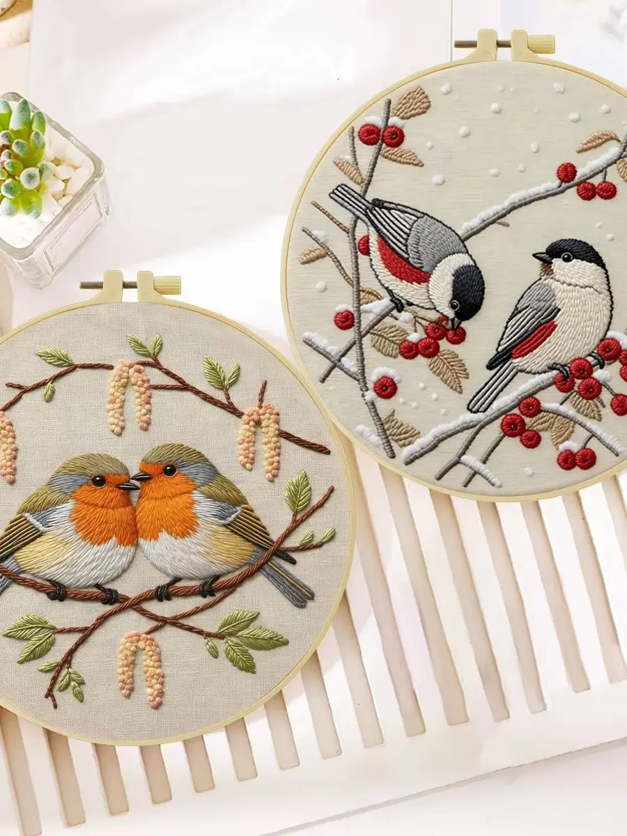 2-teiliges DIY-Stickmaterial-Set für Anfänger, inklusive Nadeln, Fäden, Stick-Starter-Kit, Kreuzstich-Kunst als Geschenk – Detail 1