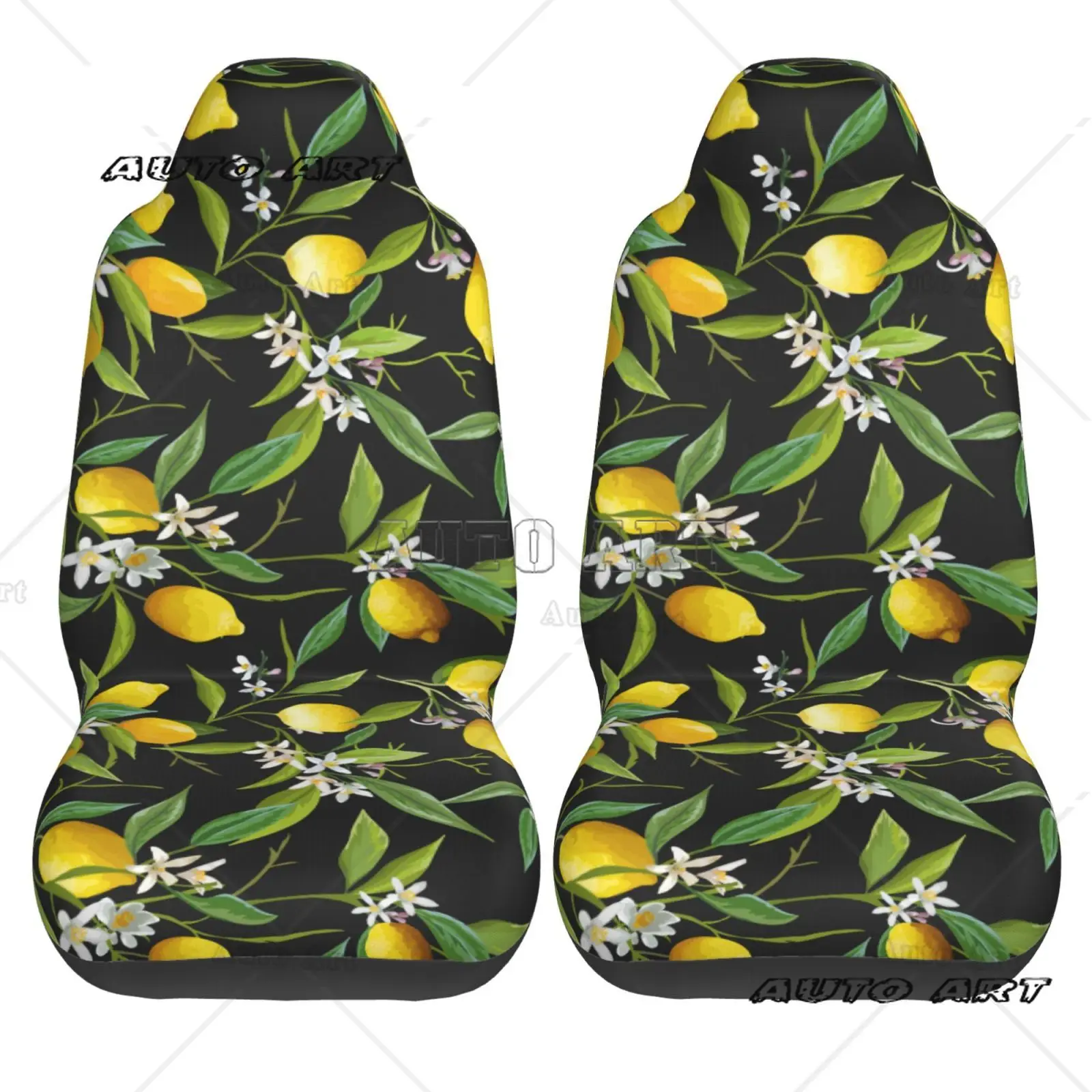 

Fruits Lemon Floral Pattern 2 Pieces Covers Front Car Seat Universal Protector Cushion Cover Saddle Comfort Covers Fit Most Car