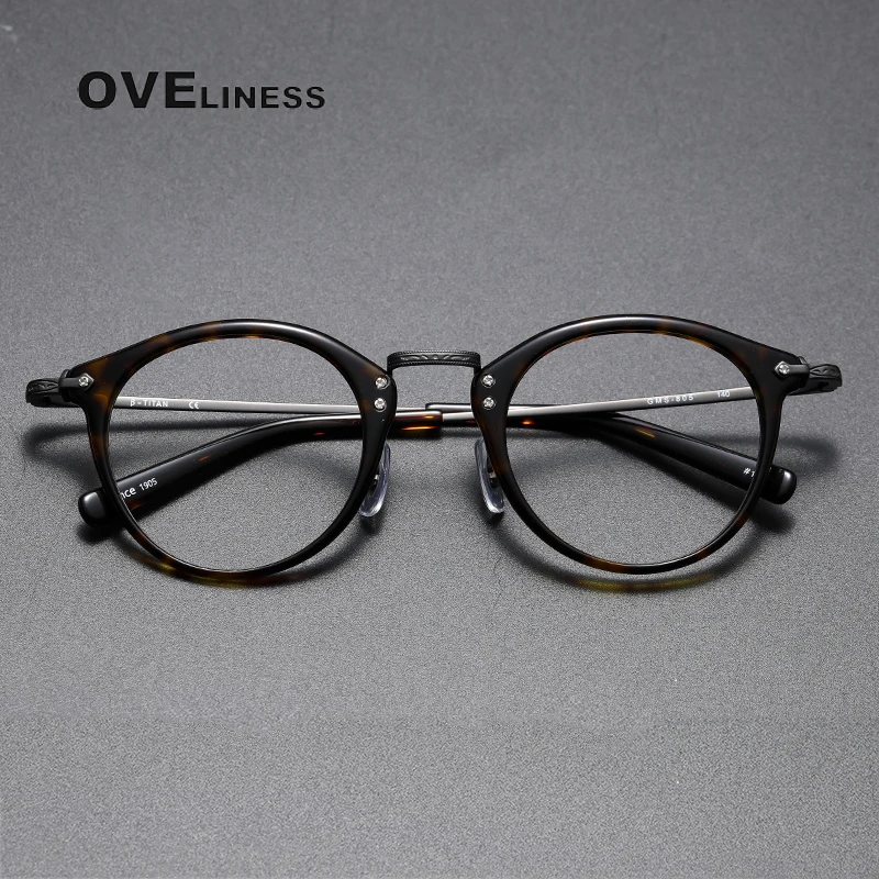 

Acetate Titanium Glasses Frame Men Retro Vintage Round Prescription Eyeglasses frames women Myopia Optical Spectacles Eyewear