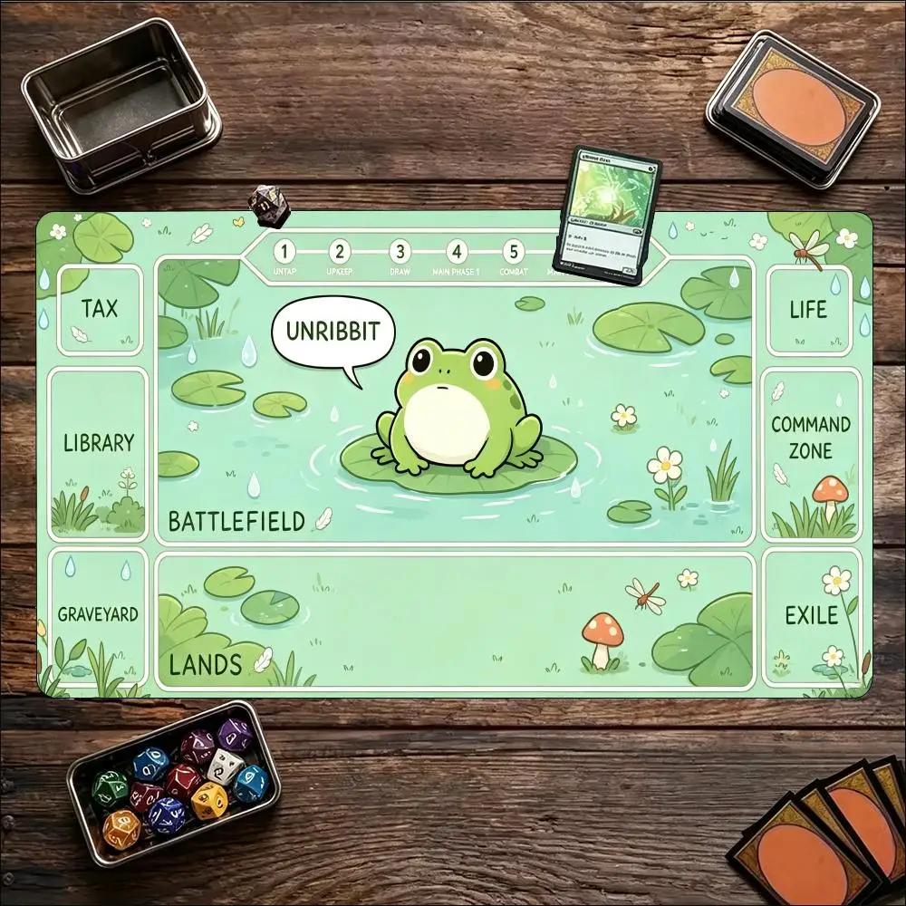 Large Cartoon Animal TCG Playmat Printed Game Zone Lines Non Slip Rubber Base Smooth Cloth Tabletop Trading Card Game Battle Mat