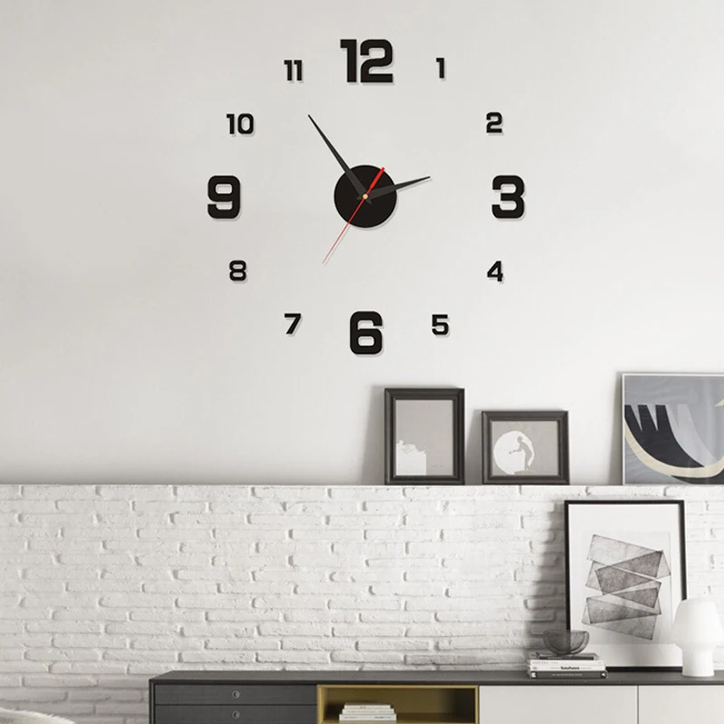 Mute Wall Clock DIY Digital Wall Clock Living Room Bedroom Punch-Free Walls Sticker Digital Clocks Living Office Room Decoratio