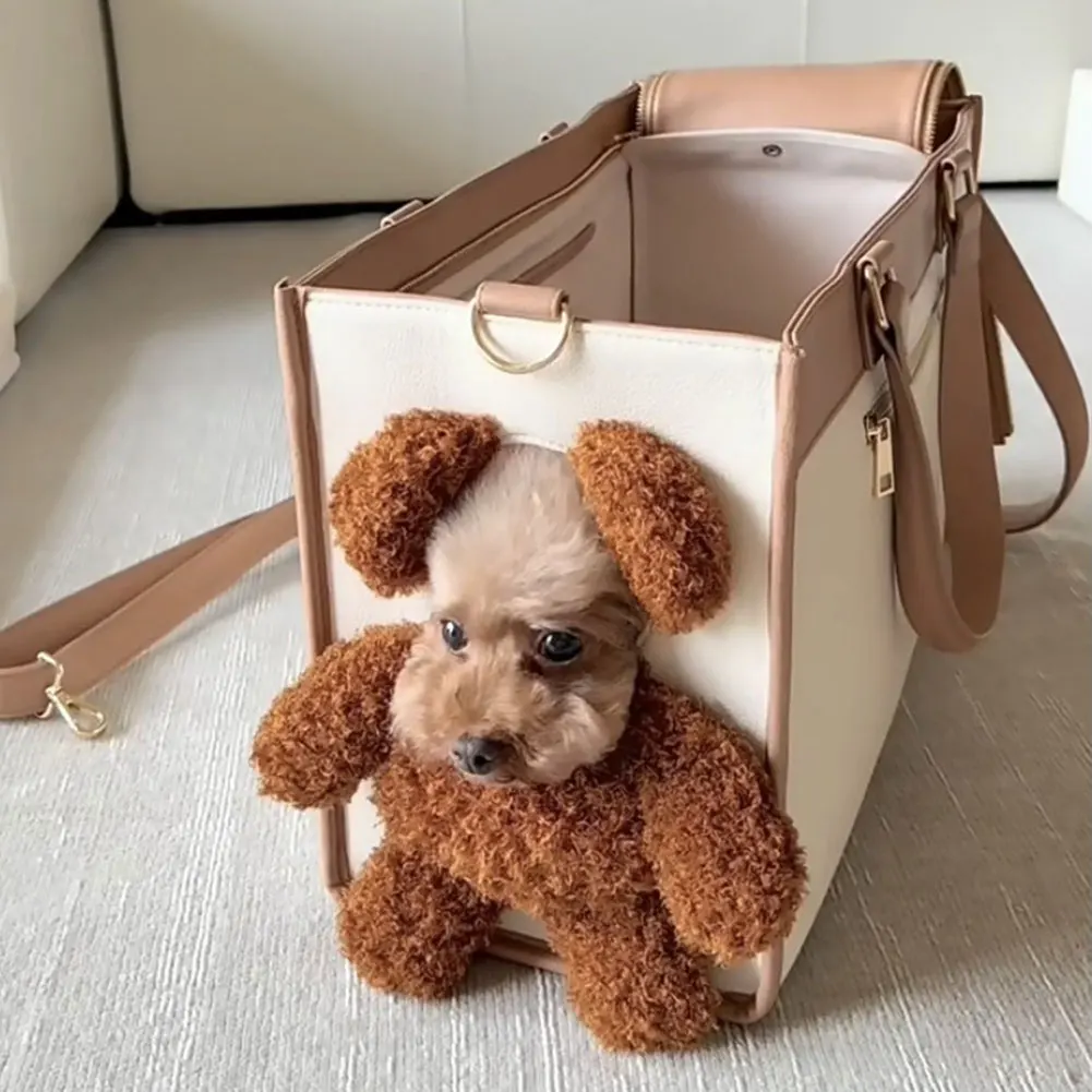 Pet Bags, Cute And Large-capacity Pet Bags For Going Out. The Bear Plush Dog Shoulder Bag Allows The Pet To Show Its Head