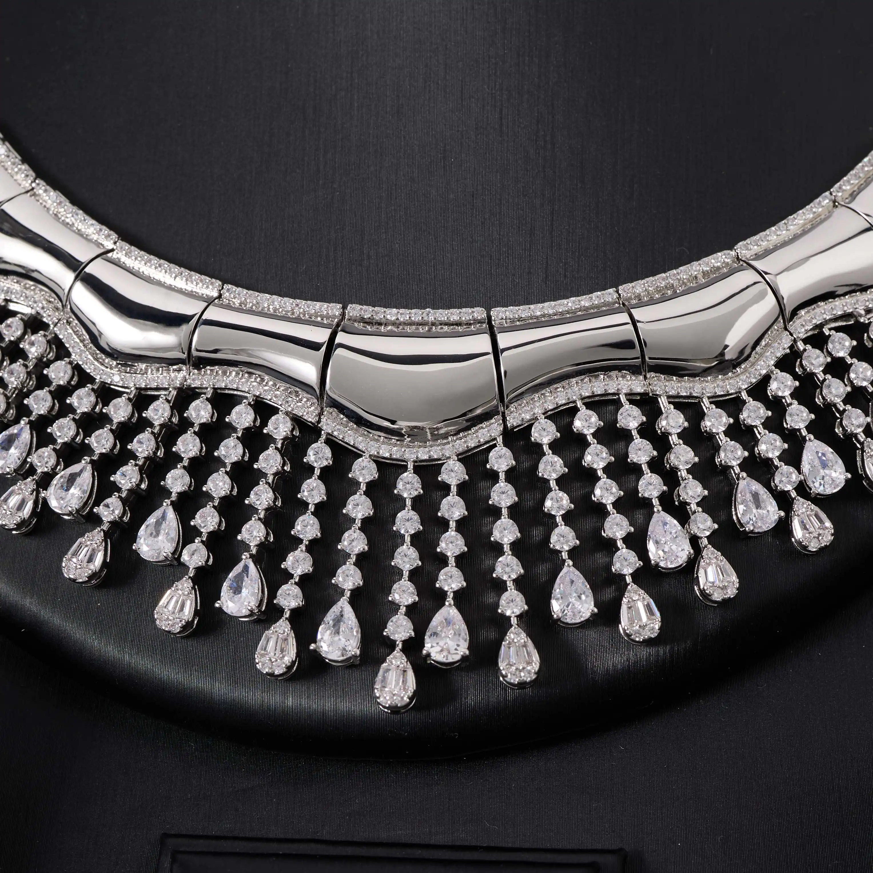IN JEWELIFE Elegant Bridal Jewelry Set Women  Cubic Zirconia Tassel Necklace Earrings Bracelet Ring Wedding Party Evening Dress