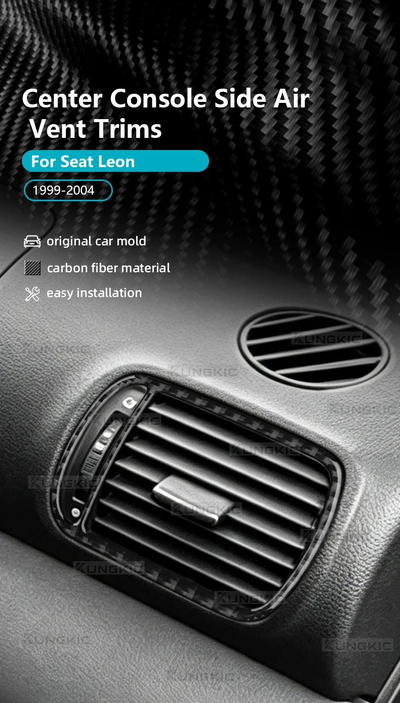 Echter Weicher Carbonfaser-Aufkleber für Seat Leon MK1 1M 1999 2000 2001 2002 2003 2004 Auto Mittelkonsole Seiten-Luftauslass Zubehör – Detail 1