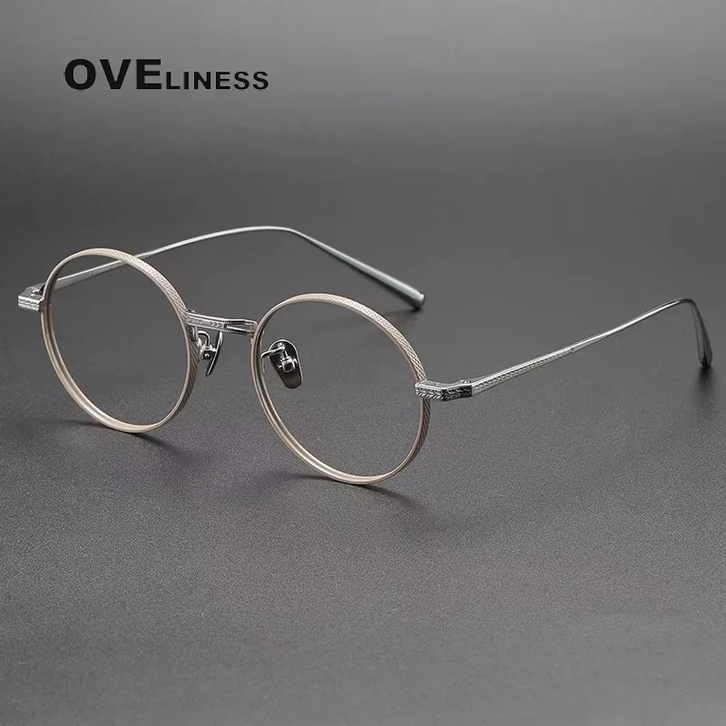 

2026 Pure Titanium Vintage Glasses Frame Men Women male Retro Round Eyeglasses frames full Eyewear spectacles