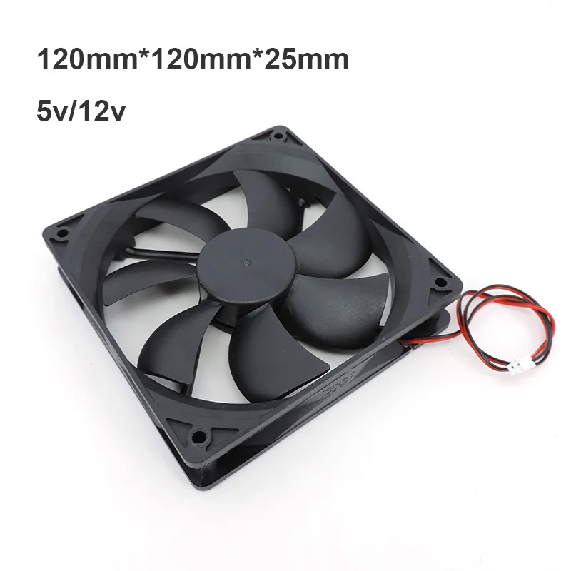 120mm 12cm 12025 DC Ventilador 5V 12V 24v 120mm * 120mm * 25mm Ventilador de resfriamento sem escova contendo óleo 2PIN PC Computer Case Cooler 12cm 0.1A
