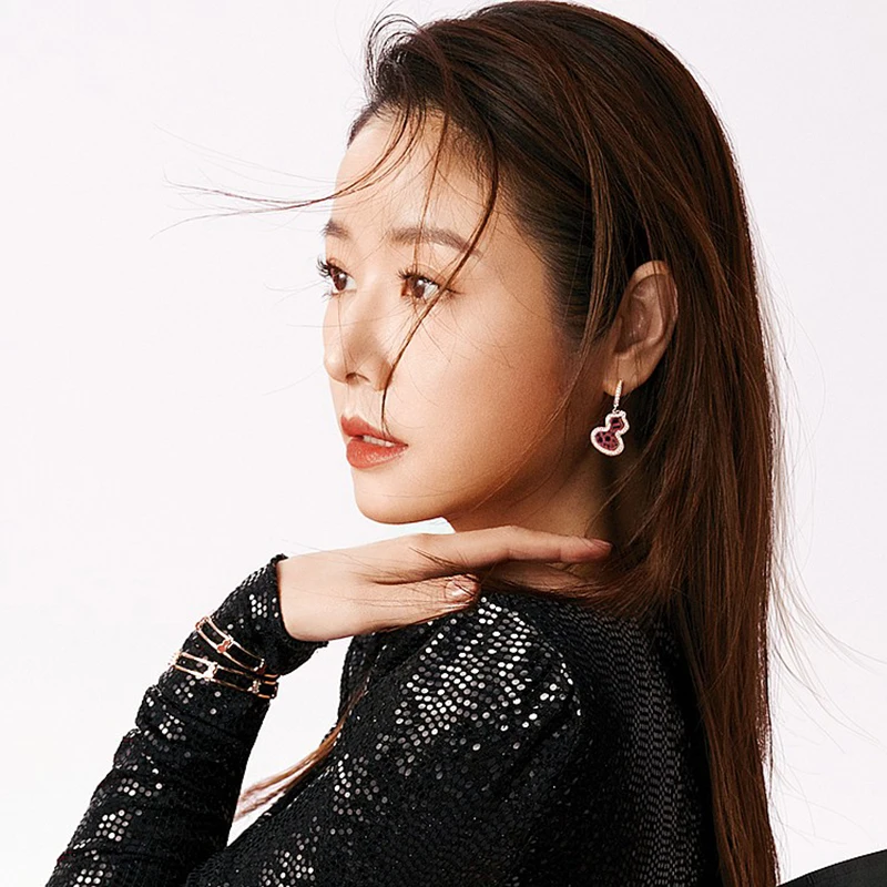 

Hot Sell S925 Sterling Silver Diamond Hollow Out Gourd WULU Earing For Women High Quality Fashion Luxury Brand Fine Jewelry Gift