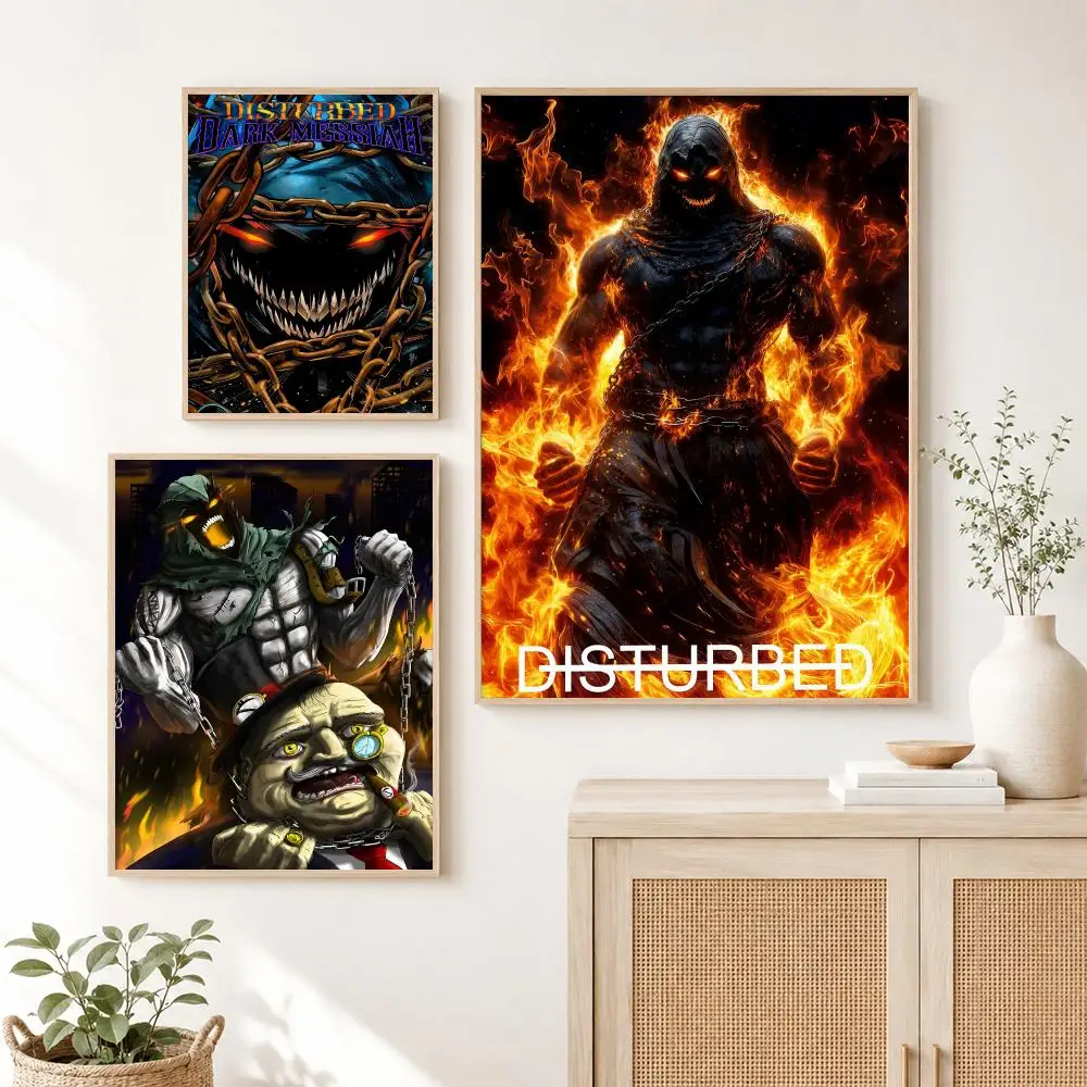 Pop Band D-Disturbed Poster Self Adhesive Wall Art Decor for Bedroom Living Room Office Home Decor Gift