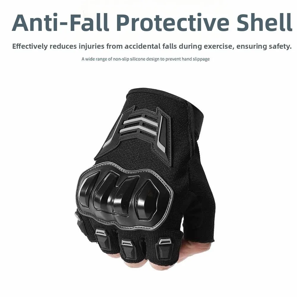 Wear Resistant Half Finger Gloves Breathable Anti-Slip Motorcycle Gloves Anti-Fall Protection Drop Resistant Bicycle Gloves