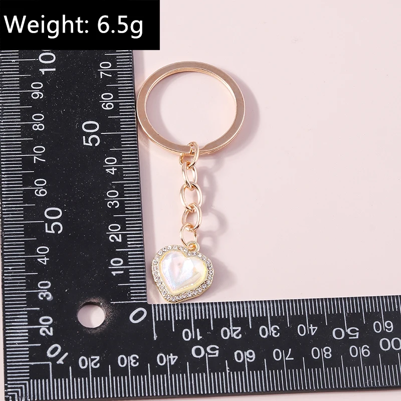 Cute Rhinestones Crystal Love Heart Keychain for Men Women Key Rings Car Key Holder Handbag Pendants DIY Jewelry Gifts