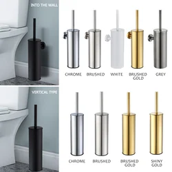 Matt Black Toilet Brush Holder Stainless Steel Cleaning Tool Durable Vertical Bathroom WC Hardware Wall Mount Brush Golden White